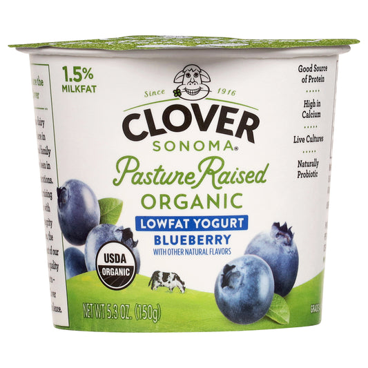 Clover Sonoma Organic Lowfat Blueberry Yogurt 5.3 oz
