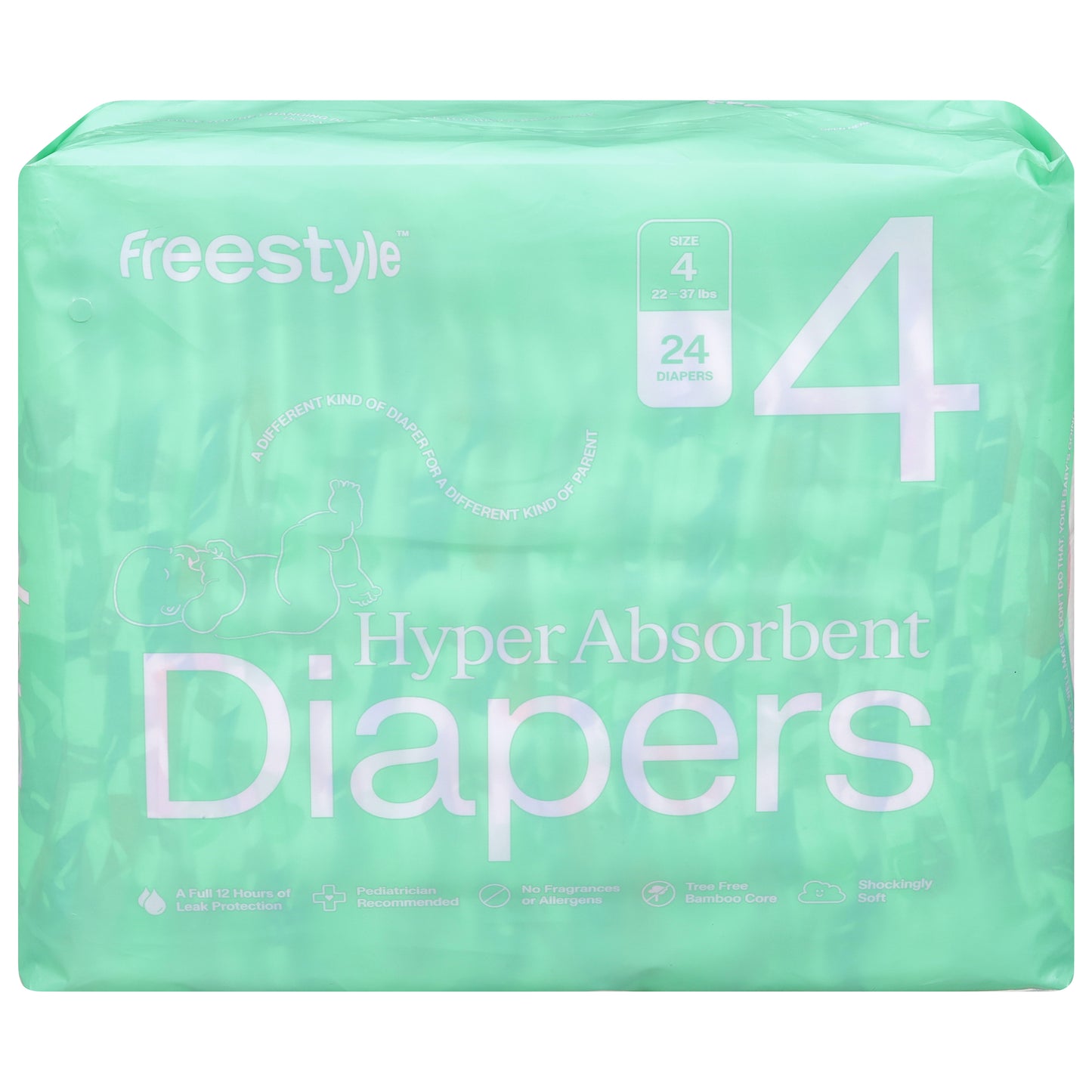 FreeStyle Hyper Absorbent Diapers Size 4 (22-37 lbs) 24 ea