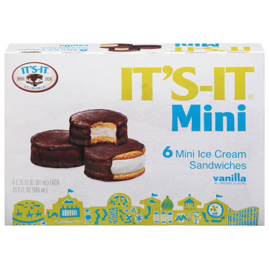 It's-It Mini Vanilla Ice Cream Sandwiches 6 - 2.75 fl oz Sandwiches