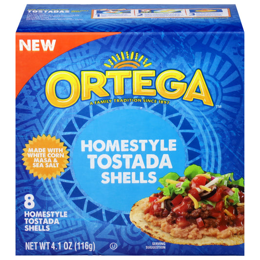 Ortega Homestyle Tostada Shells, White Corn Masa, 8 Count, 4.1 oz