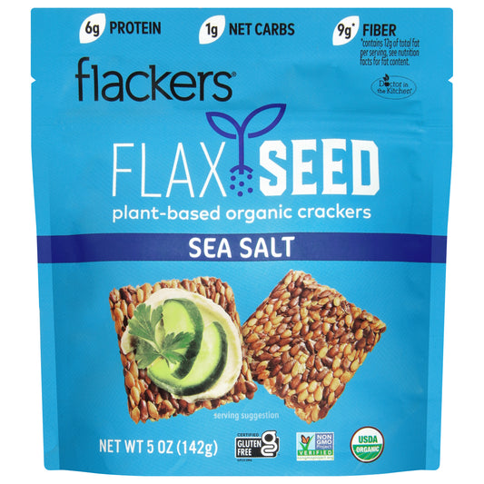 Flackers Organic Plant-Based Flax Seed Sea Salt Crackers 5 oz