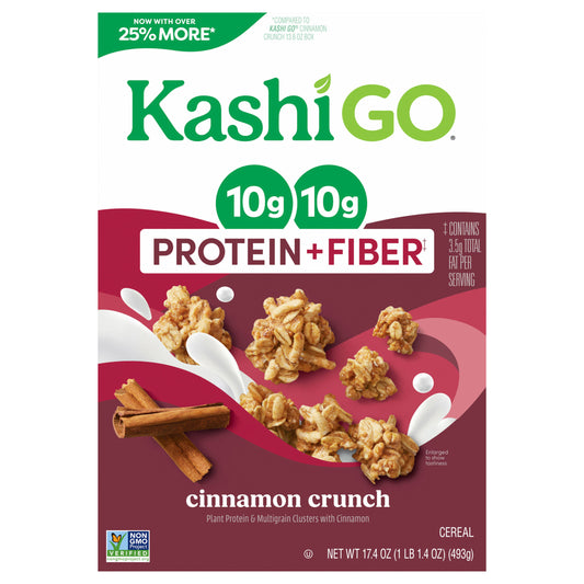 Kashi GO Protein Cereal Cinnamon Crunch, 10g Protein, 17.4 oz