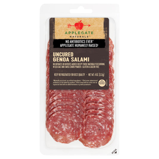 Applegate Natural Uncured Genoa Salami Sliced, 4oz