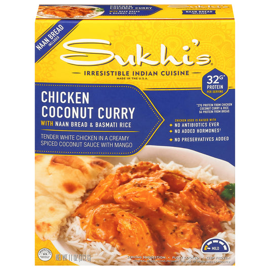 Sukhi's Mild Chicken Coconut Curry with Naan Bread & Basmati Rice 11 oz