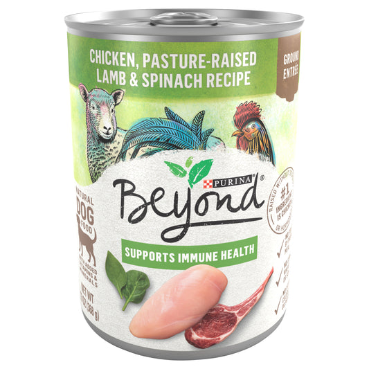 Purina Beyond Chicken, Lamb and Spinach Ground Natural Grain Free Wet Dog Food with Added Vitamins and Minerals - 13 oz. Can
