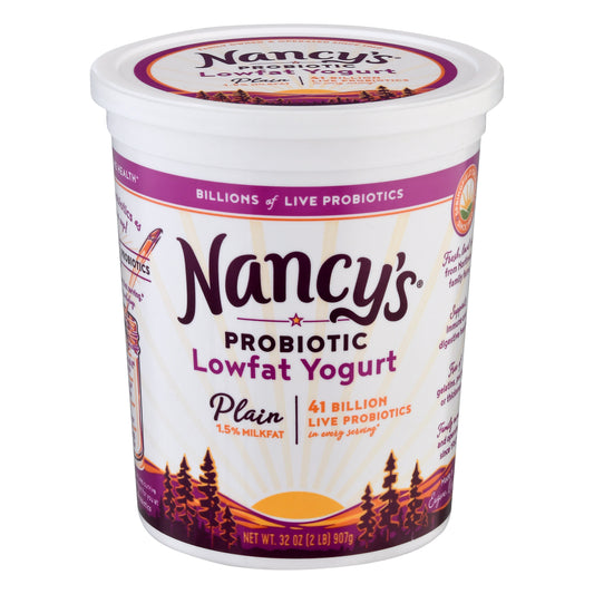 Nancys Probiotic Lowfat Plain Yogurt 32 oz