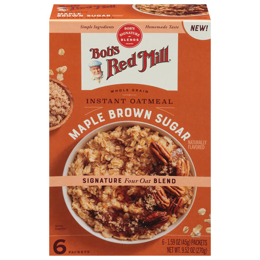 Bob's Red Mill Instant Whole Grain Maple Brown Sugar Oatmeal 6 - 1.59 oz Packets