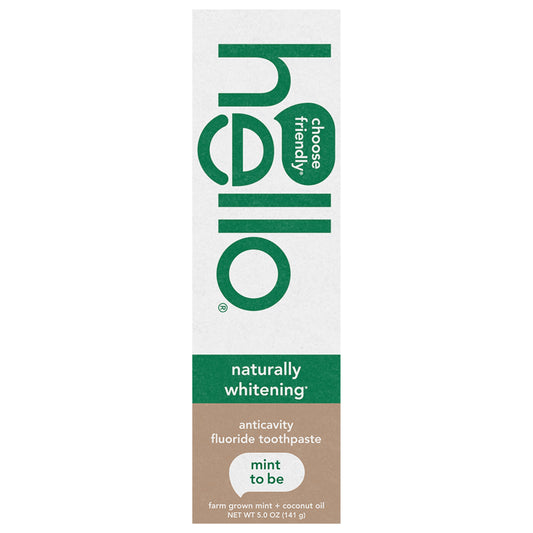 hello Naturally Whitening Anticavity Fluoride Toothpaste, Mint, 5 Oz