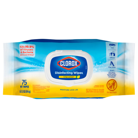 Clorox Disinfecting Wipes, Crisp Lemon - 1 Soft Pack - 75 Wipes