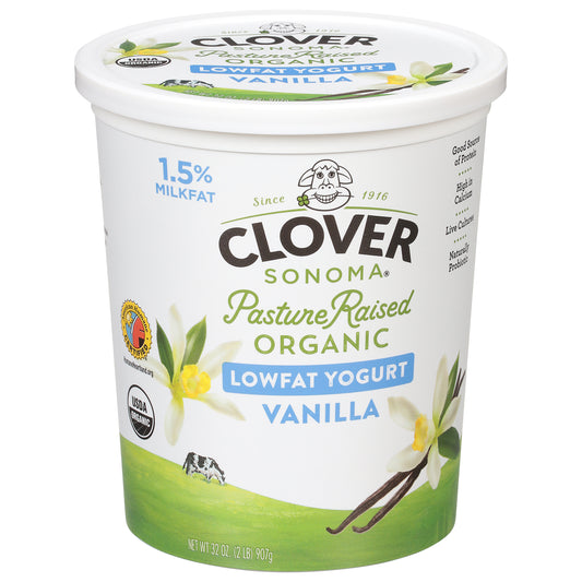 Clover Sonoma Lowfat 1.5% Milkfat Organic Vanilla Yogurt 32 oz