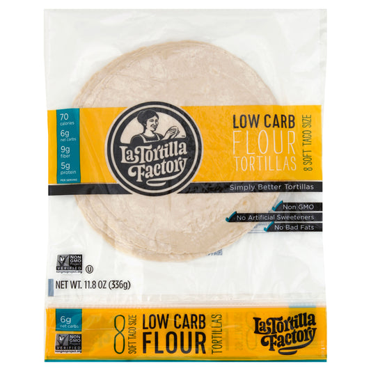 La Tortilla Factory Tortillas 8 ea - Low Carb Traditional Flour Soft Taco