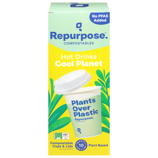 Repurpose Compostable Cups & Lids 10 Cups