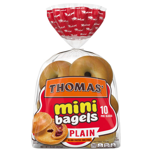 Thomas' Plain Mini Bagels, 10 count, 15 oz