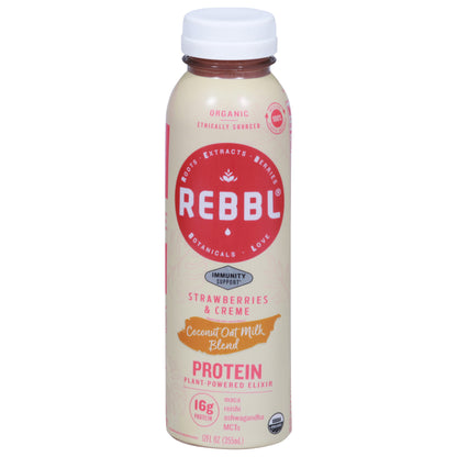 Rebbl Coconut Oat Milk Blend Protein Strawberries & Creme Plant-Powered Elixir 12 fl oz