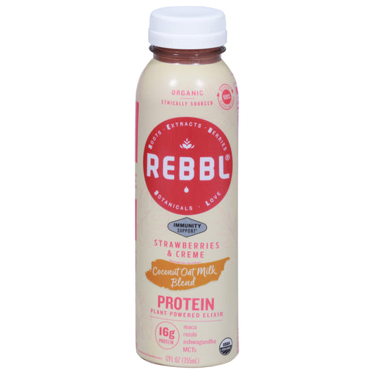 Rebbl Coconut Oat Milk Blend Protein Strawberries & Creme Plant-Powered Elixir 12 fl oz