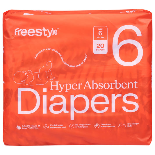 FreeStyle Hyper Absorbent Diapers Size 6 (35+ lbs) 20 ea