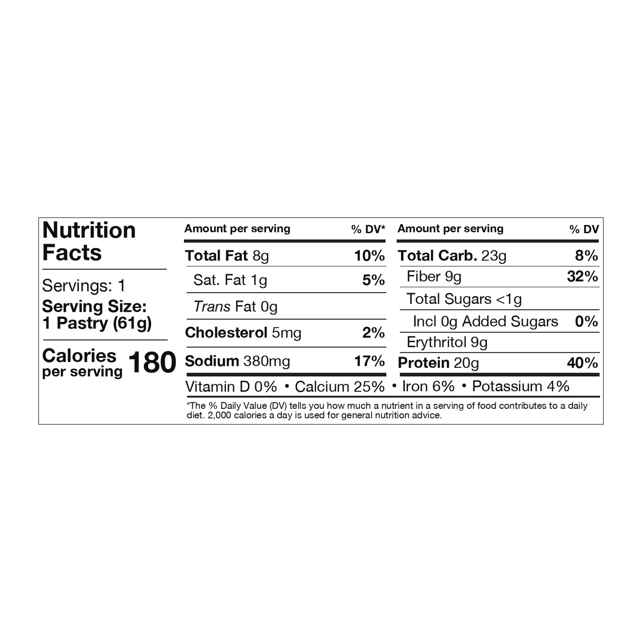 Protein Pastry - Chocolate Cake, 2.2 oz Pastry