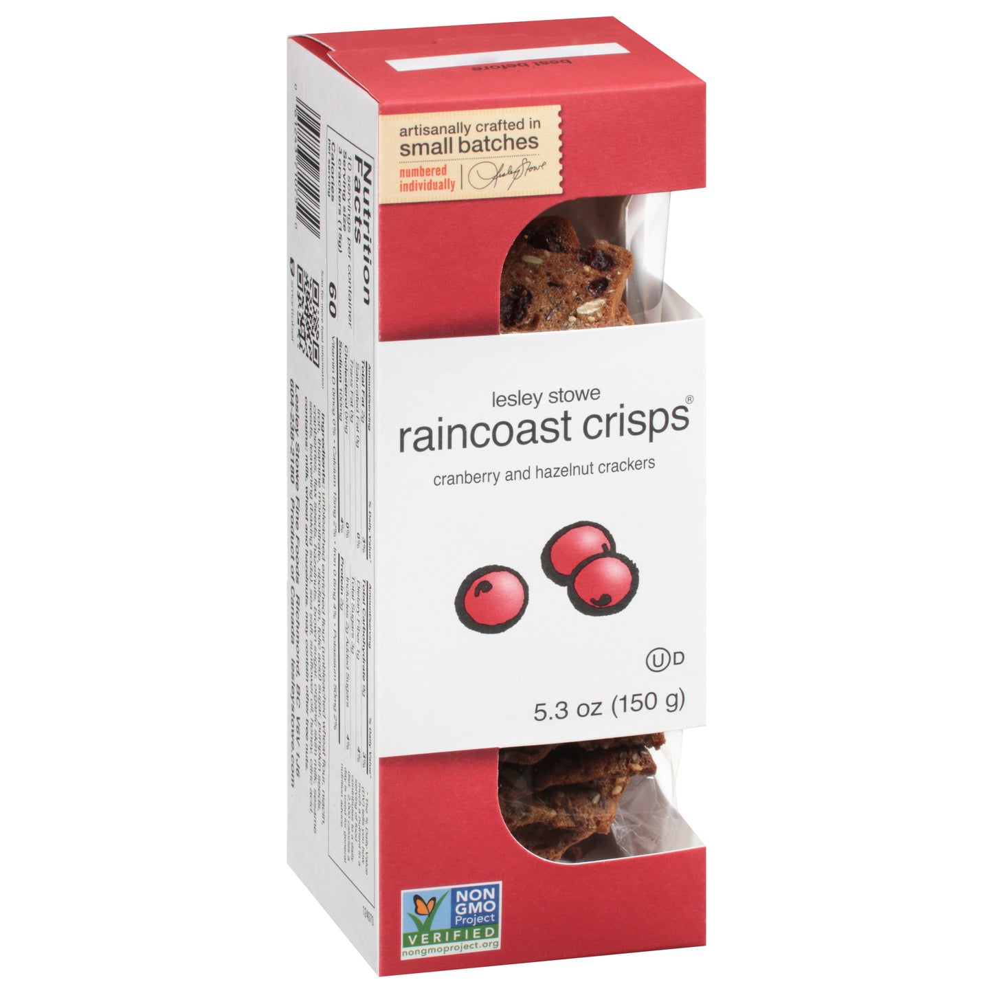 Lesley Stowe Raincoast Crisps Cranberry and Hazelnut Crackers 5.3 oz