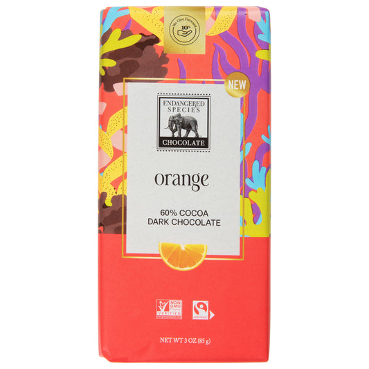 Endangered Species 60% Cocoa Orange Dark Chocolate 3 oz