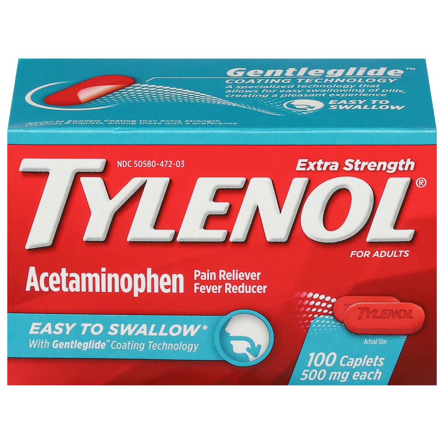 Tylenol 500 mg Extra Strength Acetaminophen 100 Caplets
