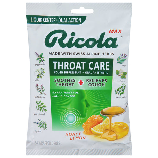 Ricola Honey Lemon Throat Care 34 Wrapped Drops