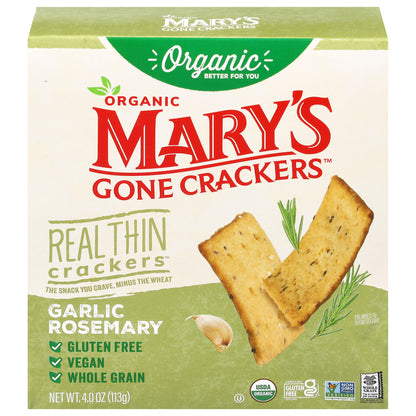 Mary's Gone Crackers Organic Real Thin Garlic Rosemary Crackers 4.0 oz