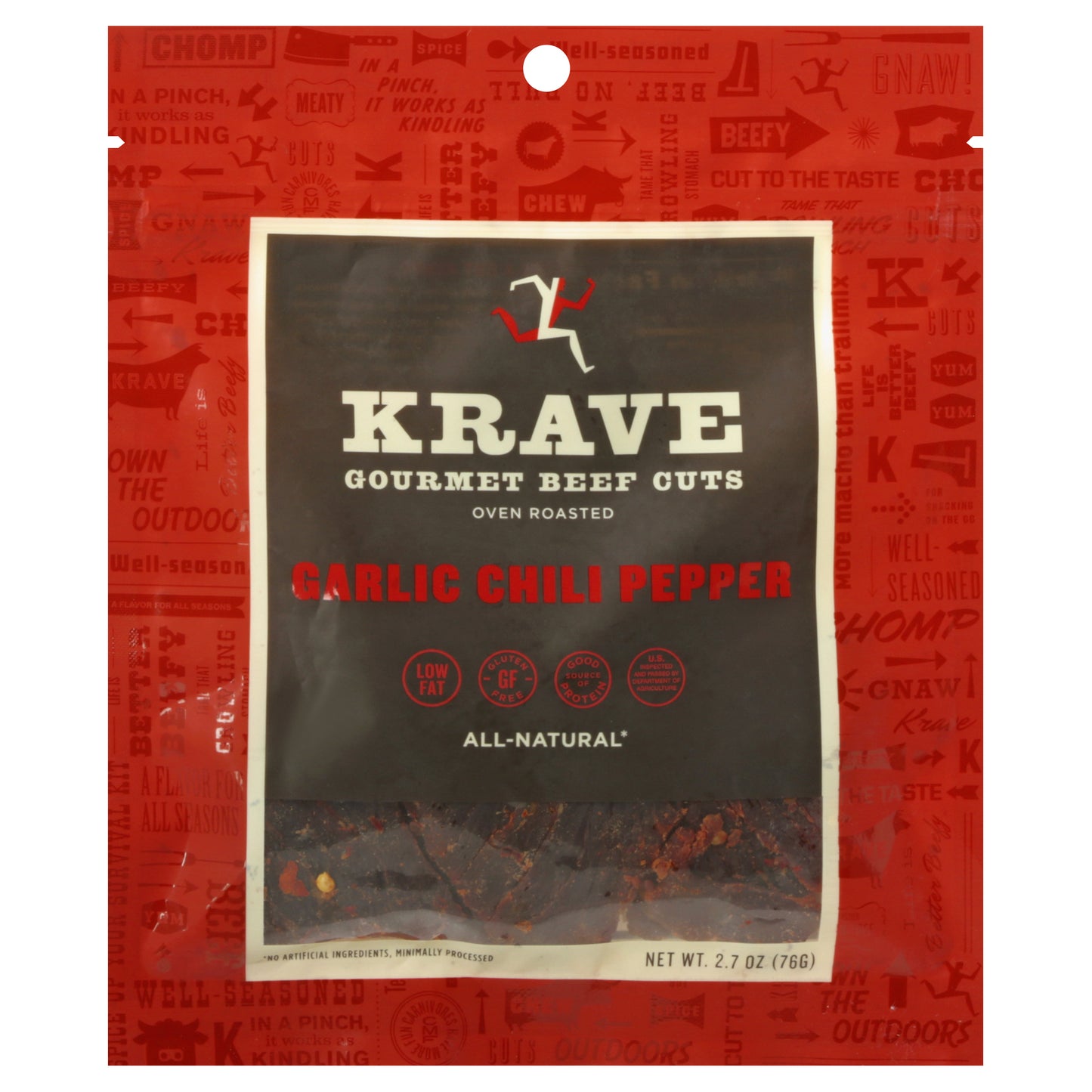 Krave Gourmet Garlic Chili Pepper Beef Cuts 2.7 oz