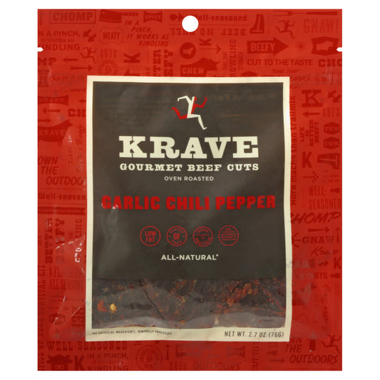 Krave Gourmet Garlic Chili Pepper Beef Cuts 2.7 oz