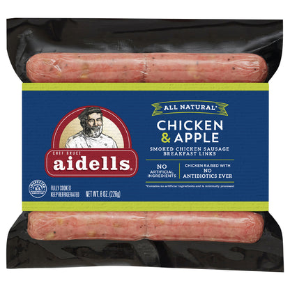 Aidells® Smoked Chicken Sausage Breakfast Links, Chicken & Apple, 8 oz. (10 Fully Cooked Links)