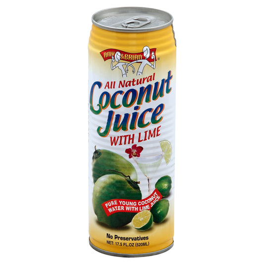 Amy & Brian Coconut Juice 17.5 oz - with Lime