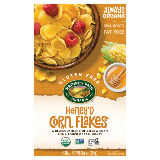 Nature's Path Organic Honey'd Corn Flakes Cold Cereal 10oz Box