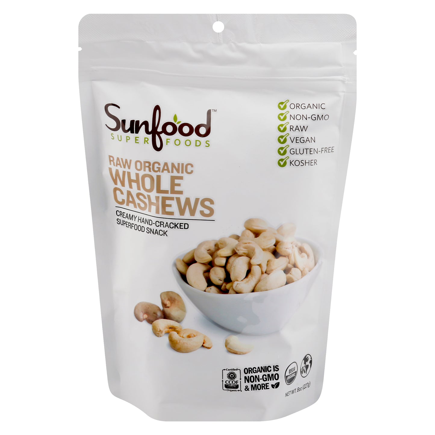 SunFood Superfoods Whole Cashews 8 oz