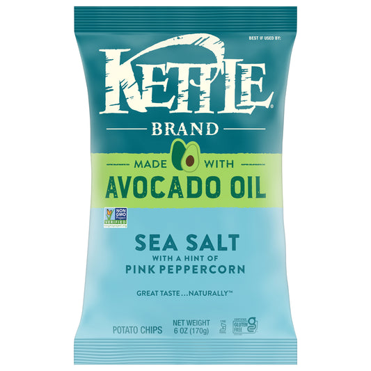 Kettle Brand® Made with Avocado Oil Sea Salt Pink Peppercorn Chips, 6 Oz Bag