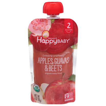 Happy Baby Organics 2 (6+ Months) Organic Apples, Guavas & Beets Baby Food Stage 2 4 oz