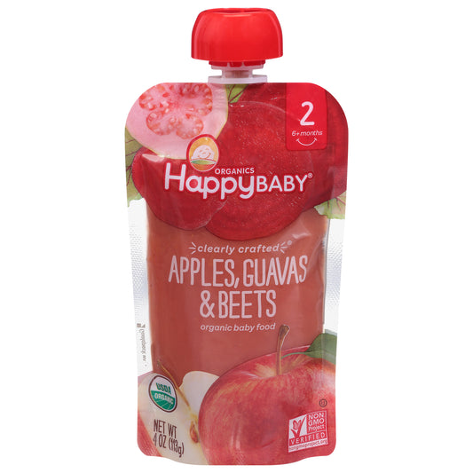 Happy Baby Organics 2 (6+ Months) Organic Apples, Guavas & Beets Baby Food Stage 2 4 oz