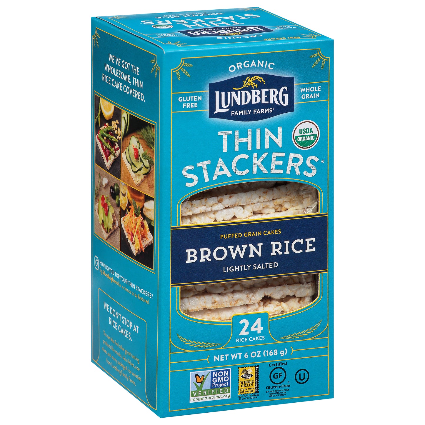 Lundberg Family Farms Thin Stackers Organic Brown Rice Lightly Salted Rice Cakes 24 ea