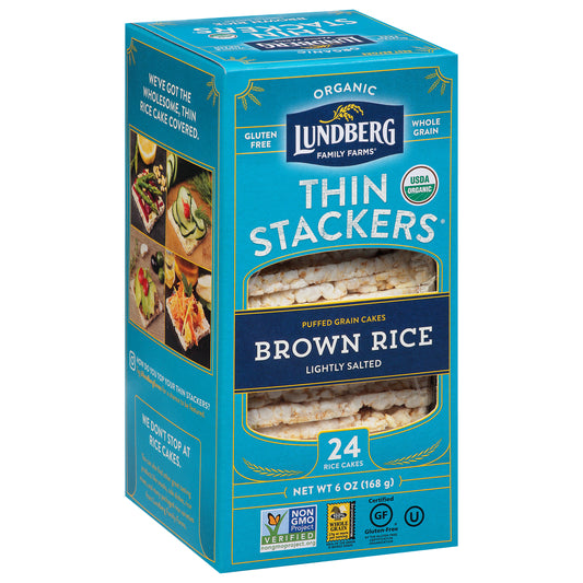 Lundberg Family Farms Thin Stackers Organic Brown Rice Lightly Salted Rice Cakes 24 ea