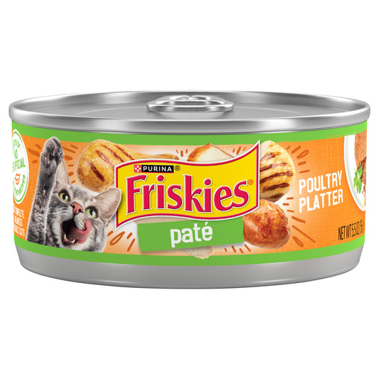 Purina Friskies Pate Wet Cat Food, Poultry Platter - 5.5 oz. Can