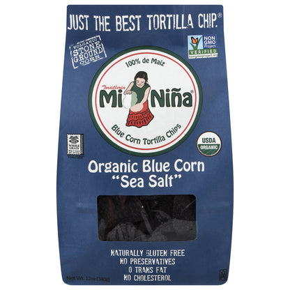 Mi Nina Organic Blue Corn Sea Salt Tortilla Chips 12 oz