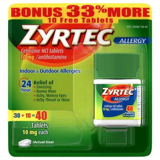 Zyrtec Allergy Tablets, 10 mg, 40 Count
