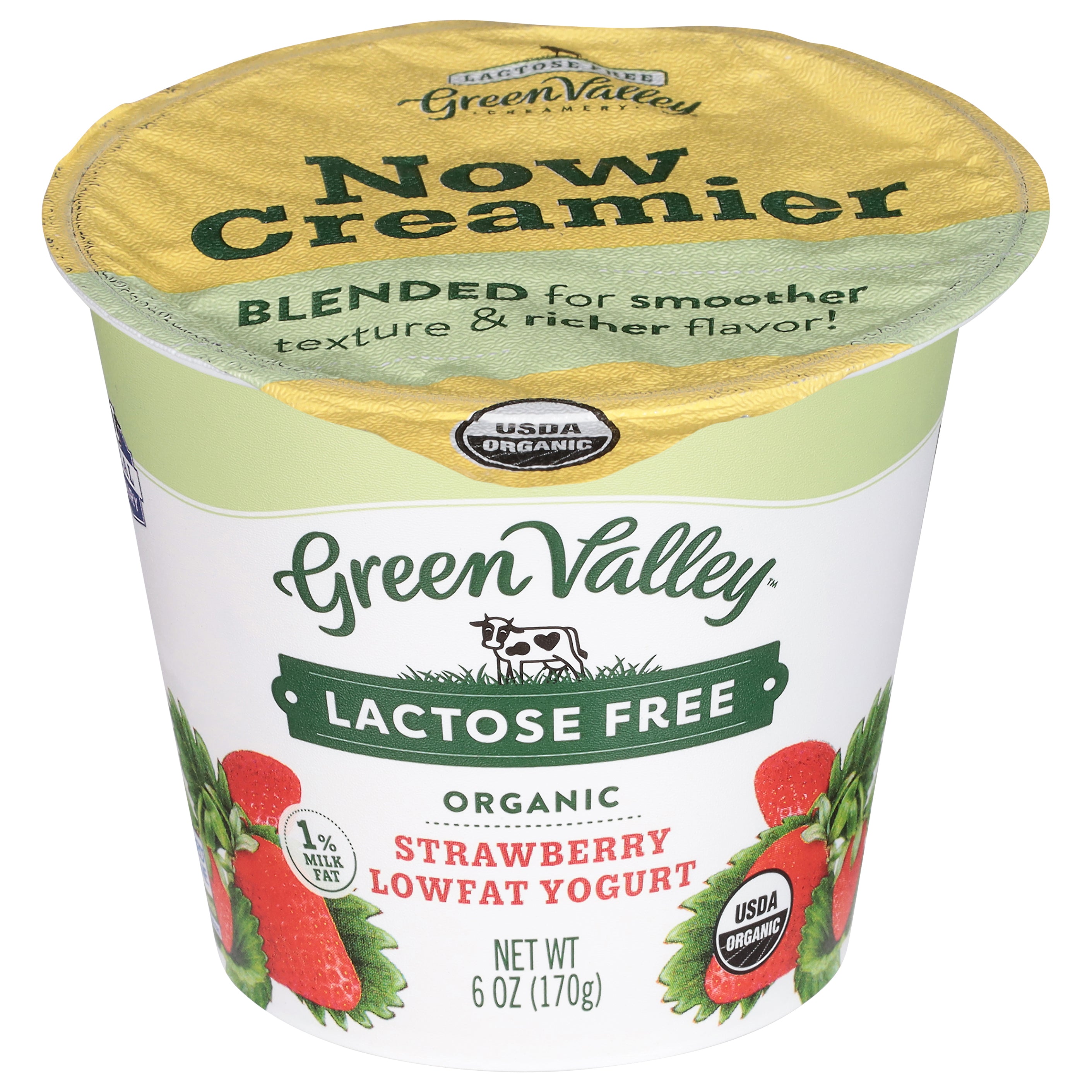 ヨギニーフード Green Valley Lactose Free Lowfat Organic Strawberry Yogurt 6 oz