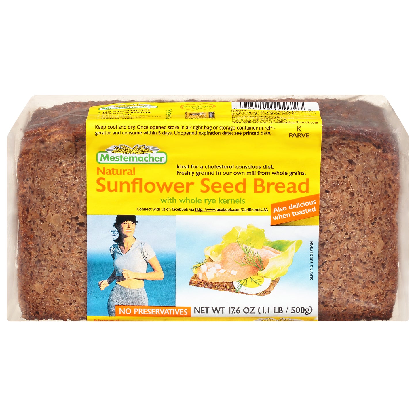 Mestemacher Natural Sunflower Seed Bread 17.6 oz Pack
