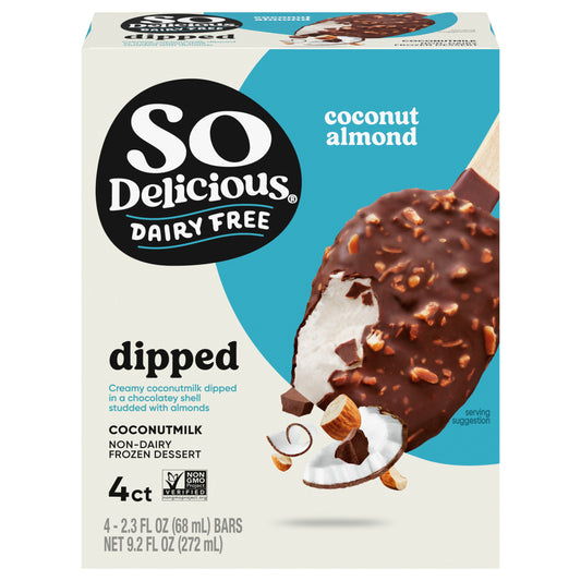 So Delicious Dairy Free Vegan Dipped Coconut Almond Coconut Milk Frozen Dessert Bars, 2.3 fl. oz. (4 pack)