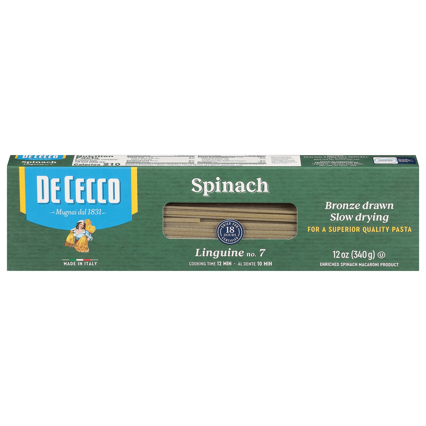 De Cecco No. 7 Spinach Linguine 12 oz