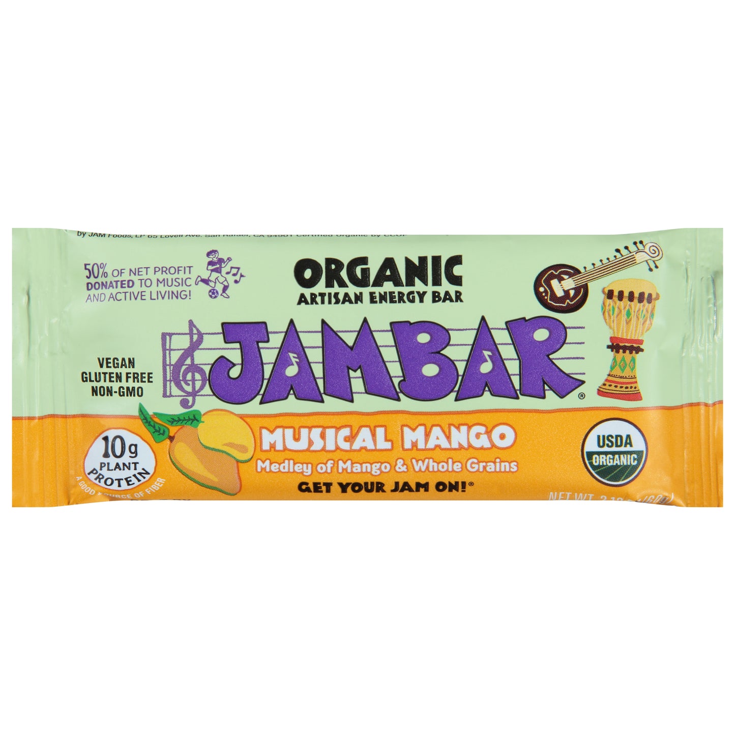 Jambar Artisan Organic Musical Mango Energy Bar 2.12 oz