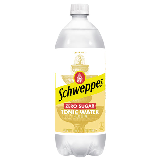 Schweppes Zero Sugar Tonic Water, 1 L bottle