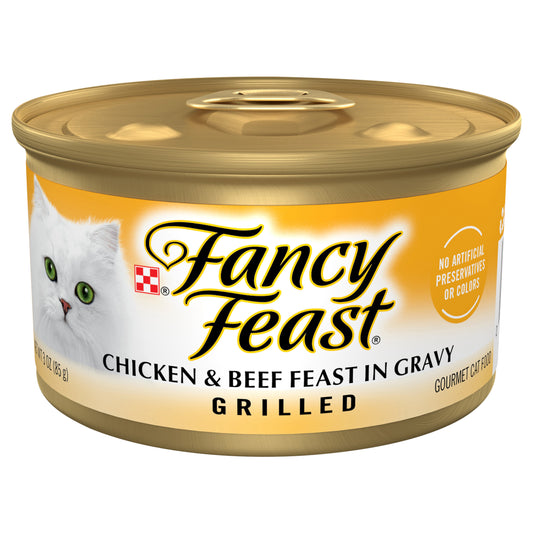 Purina Fancy Feast Gravy Wet Cat Food, Grilled Chicken & Beef Feast - 3 oz. Can