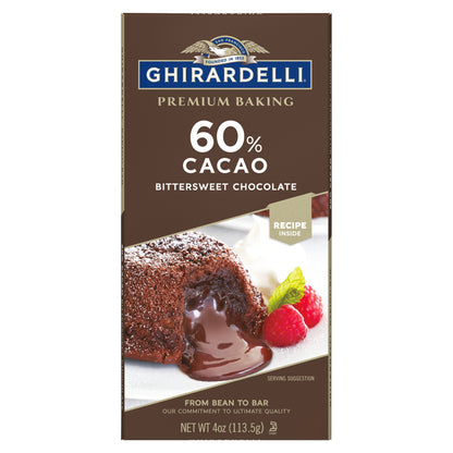 Premium 60% Cacao Bittersweet Chocolate Baking Bar, 4 oz Bar