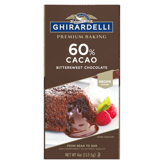 Premium 60% Cacao Bittersweet Chocolate Baking Bar, 4 oz Bar