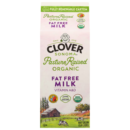 Clover Sonoma Fat Free Organic Milk 0.5 gal